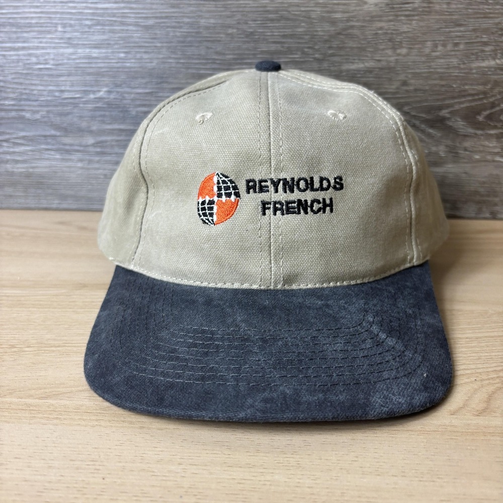 Vintage Reynolds French Hat Cap Strap Back Khaki Brown Mens